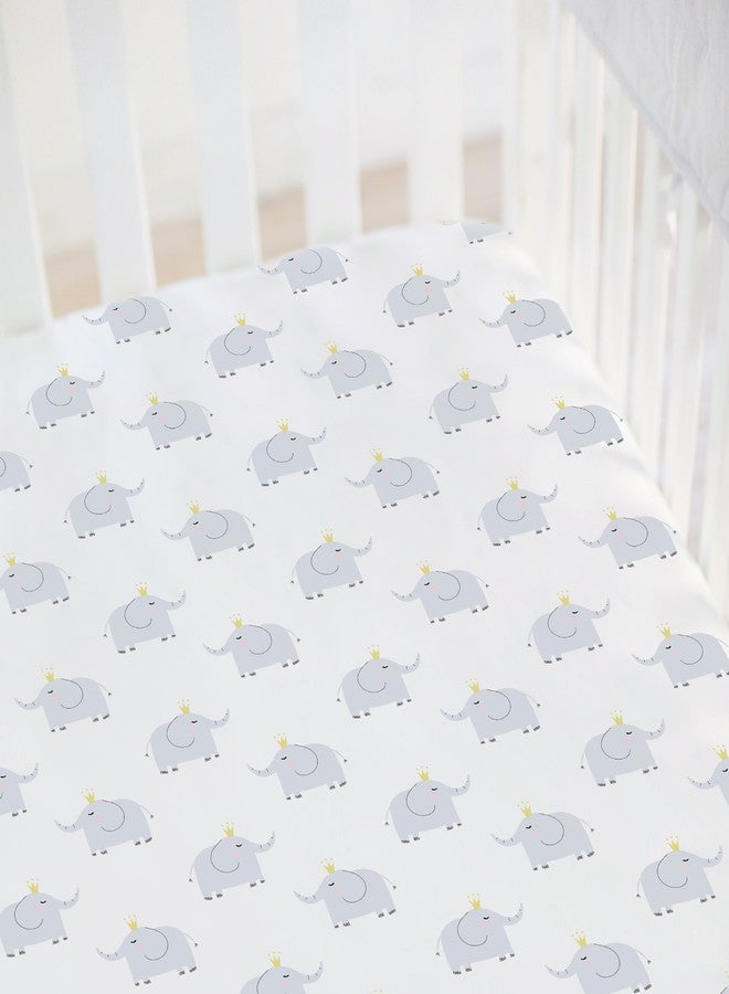 Hello Spud - Elephants Fitted Crib Sheet Organic Cotton Jersey - Super Soft - Image 3